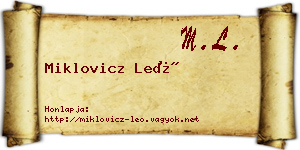 Miklovicz Leó névjegykártya